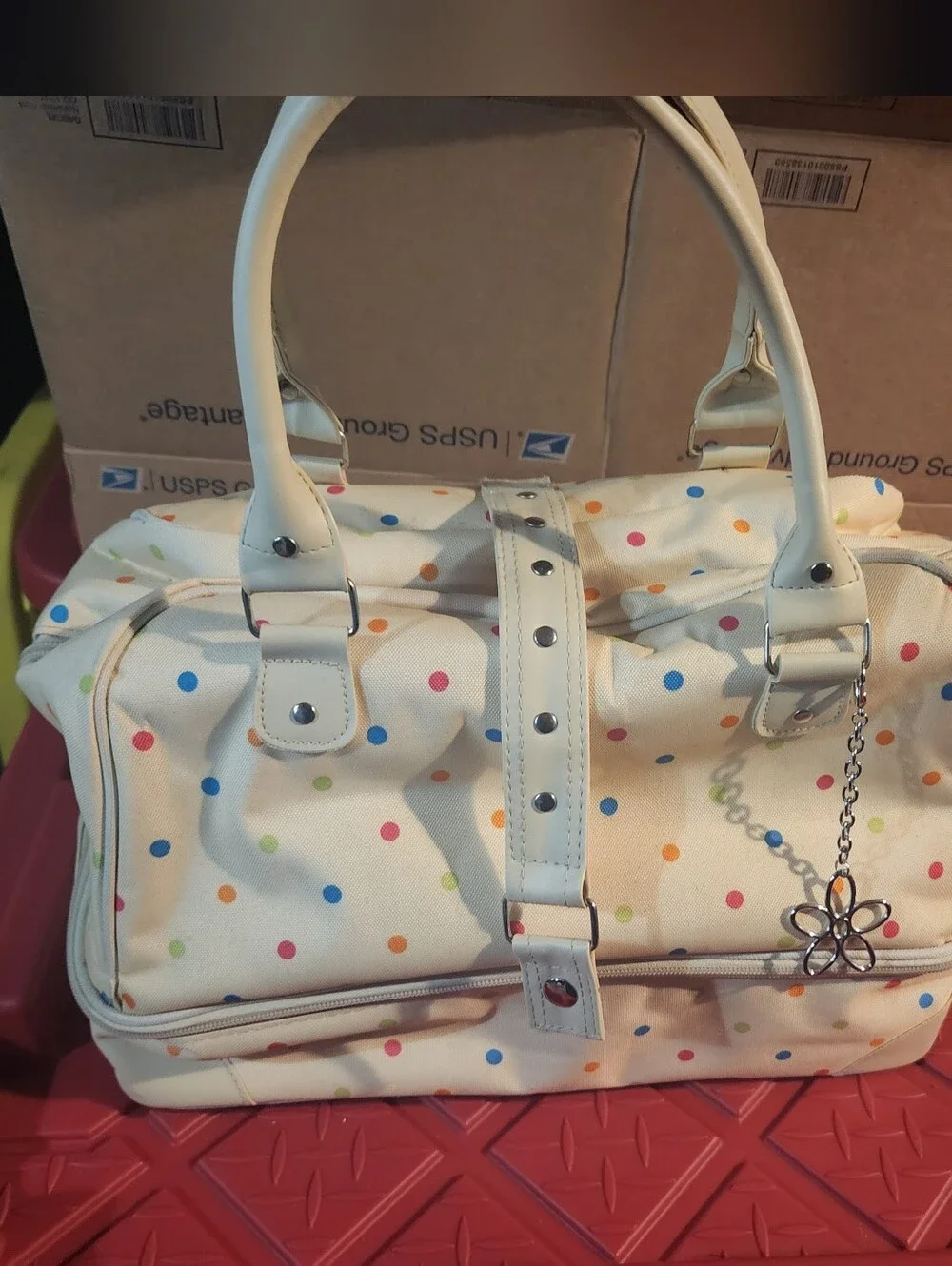 Vtg Temp-tations Thermal Polka Dot Tote Bag